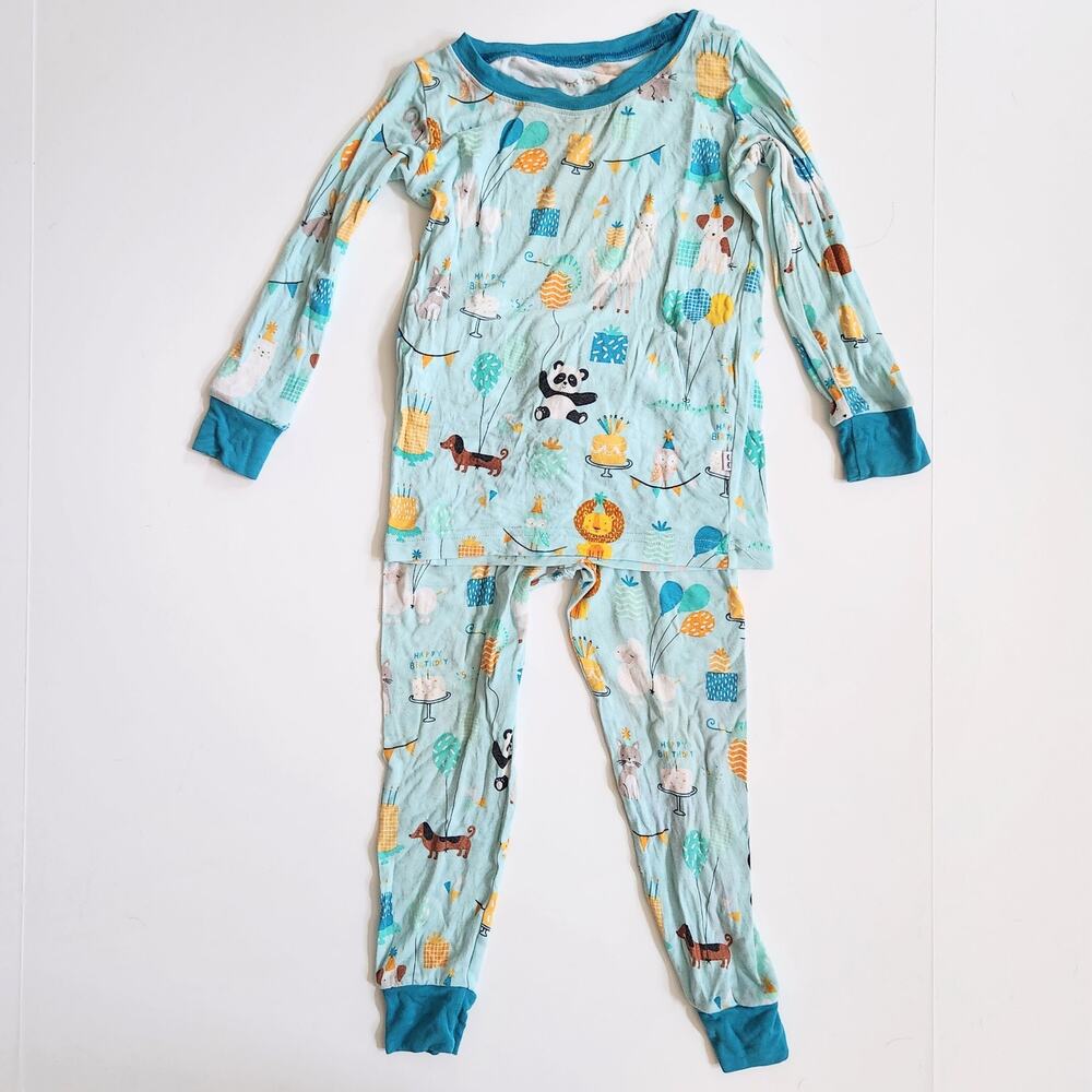 Little Sleepies Blue Party Animals Bamboo Viscose Pajama Set Size 18-24 months - Picture 2 of 6